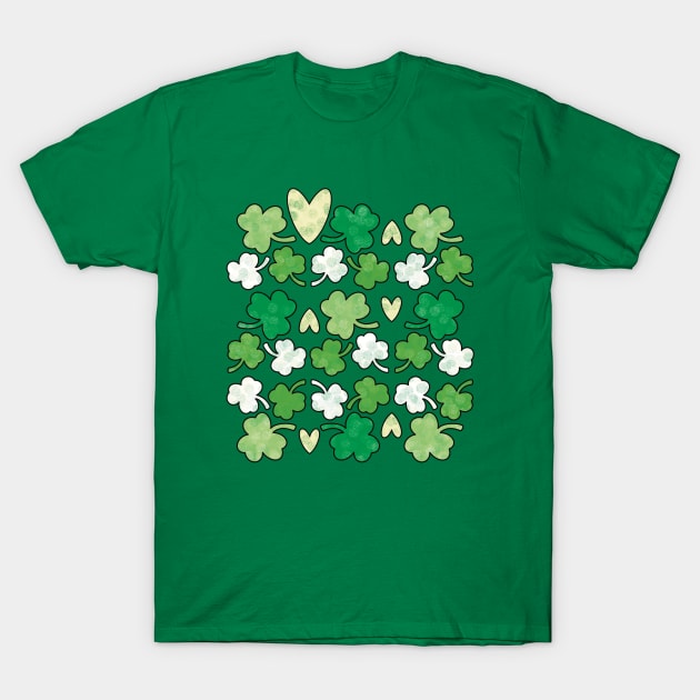 Shamrocks & Love - Saint Patrick’s Day Pattern T-Shirt by Creasorz